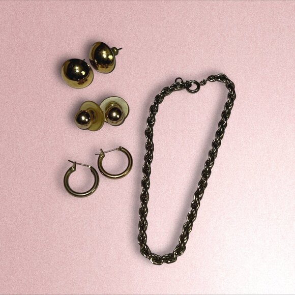 Set Of Gold & Pearl Jewelry - Necklaces Earrings & Bracelets - Vintage-Inspired - Picture 8 of 11